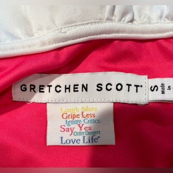 Gretchen Scott White TPRNSL Ruffneck Top Pink Stand Collar Designer Small - Picture 5 of 6